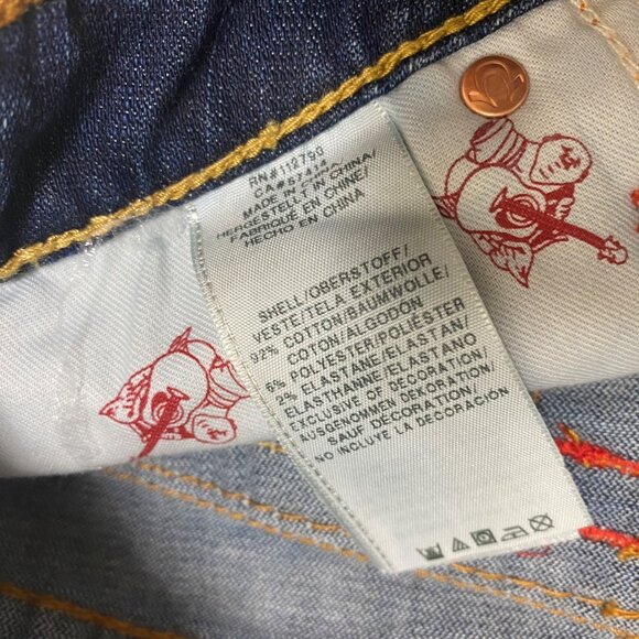 size 26 NEW True Religion mid rise cut off flap pocket OM Big T denim shorts $22 - Picture 4 of 10